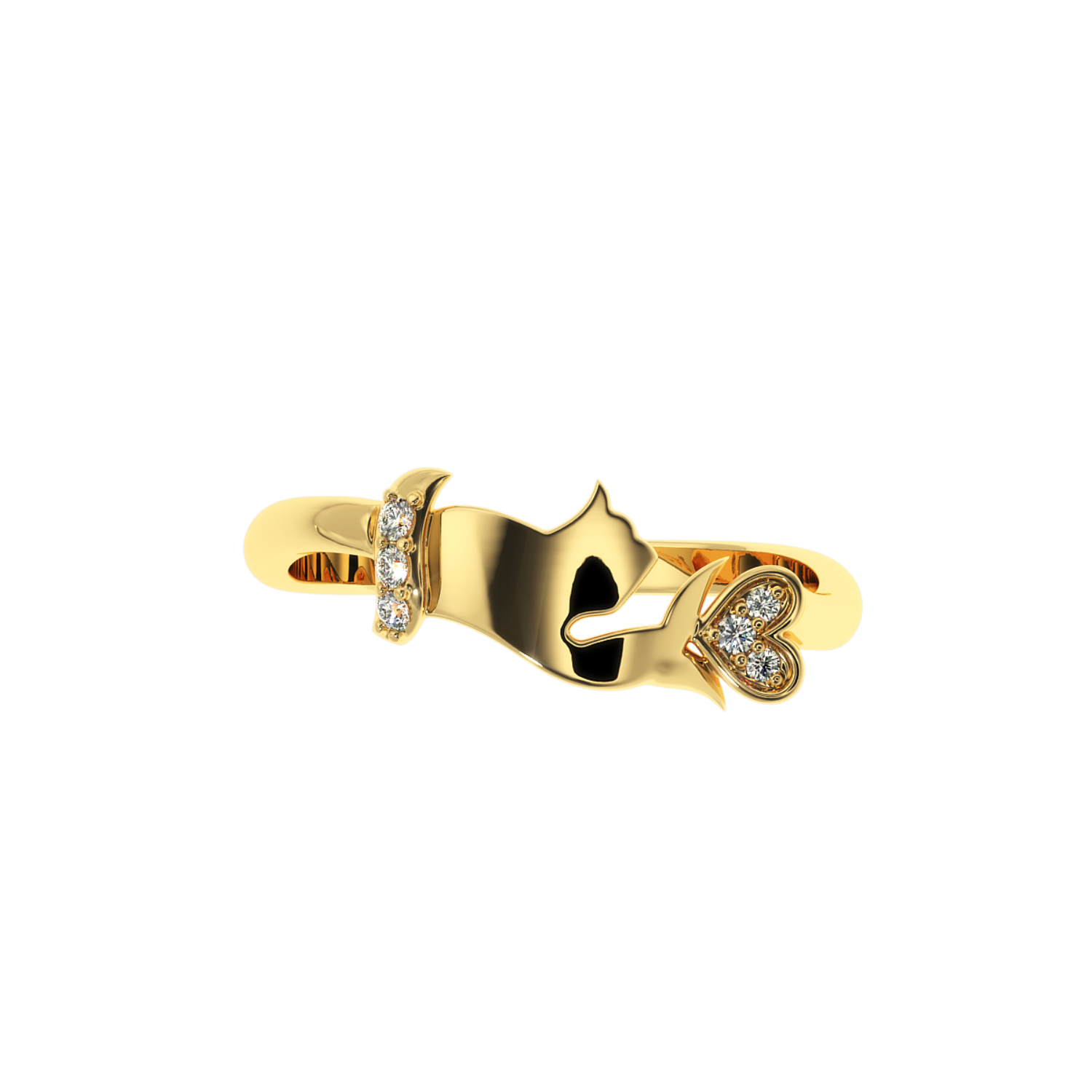 Solitairekart-0.06 CT Lab Diamond Korean Finger Heart Ring